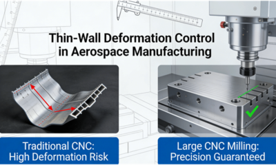Comparison of thin-wall part deformation in traditional vs. large CNC milling for aerospace parts